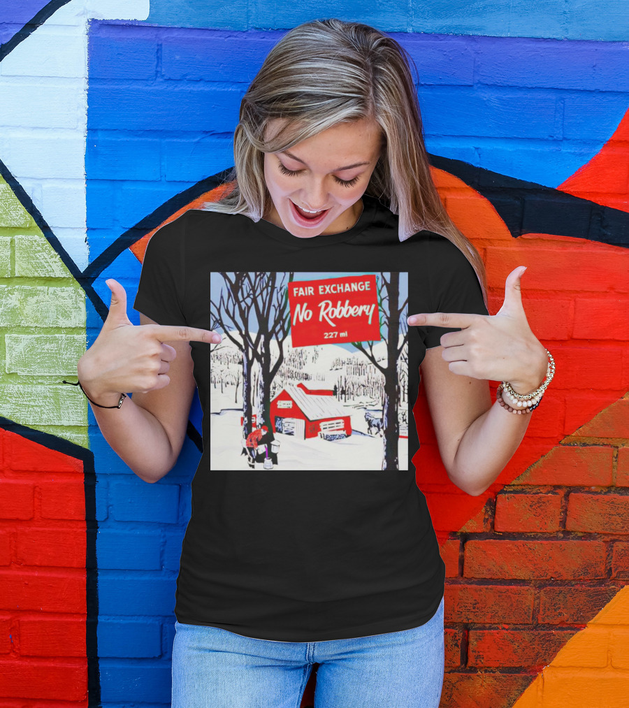 Fair Exchange No Robbery 227 Ml Winter Scene With Red Barn T-Shirt
