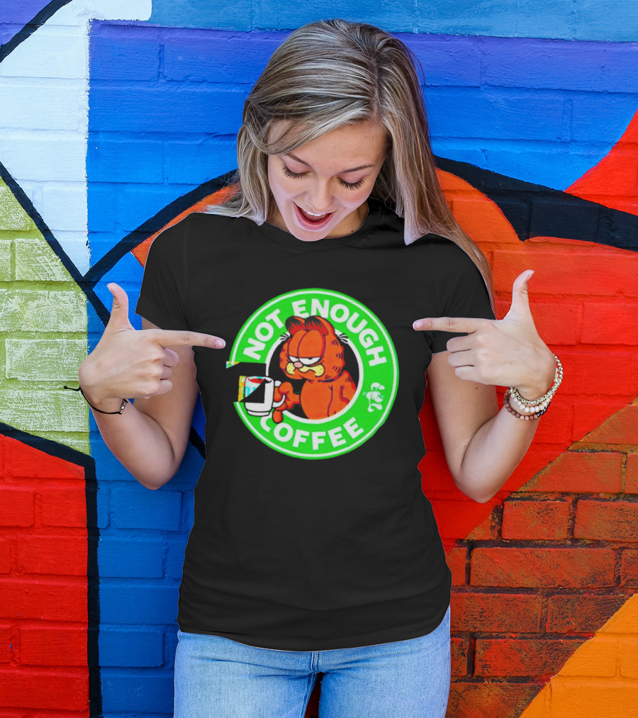 Garfield Not Enough Coffee Circular Green Badge Mood T-Shirt
