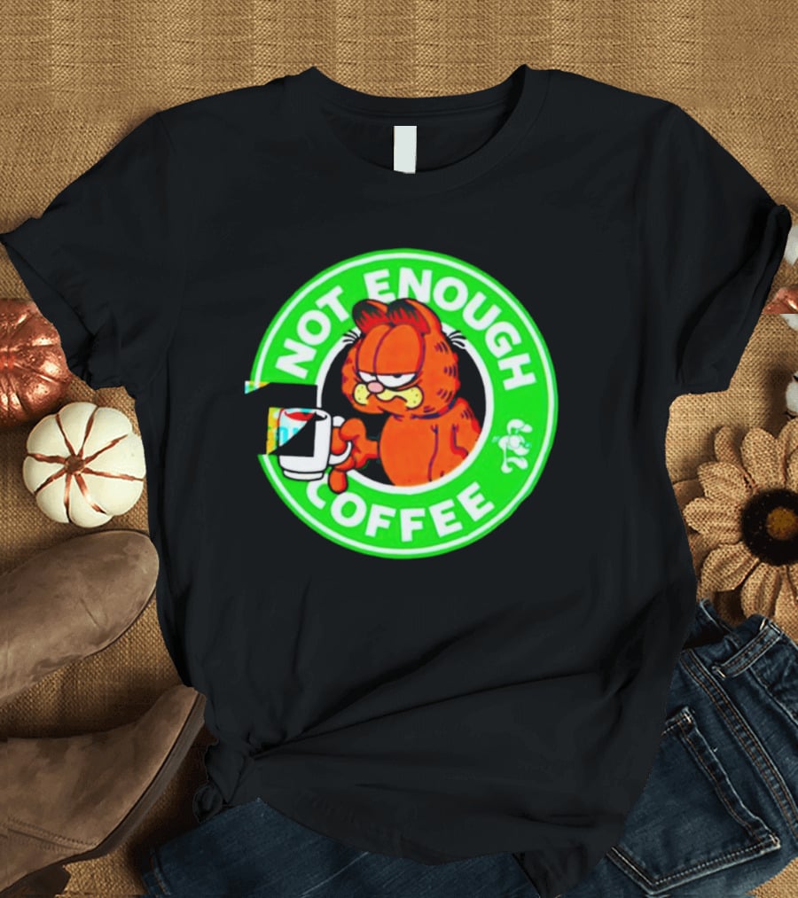 Garfield Not Enough Coffee Circular Green Badge Mood T-Shirt