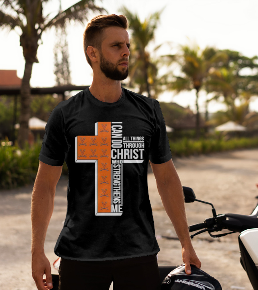 Men’s Virginia Cavaliers Christian Faith I Can Do All Things Through Christ Cross T-Shirt