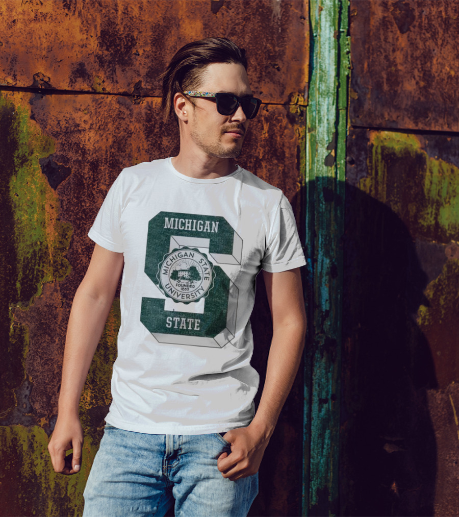 Michigan State University Vintage Seal Large S Emblem T-Shirt