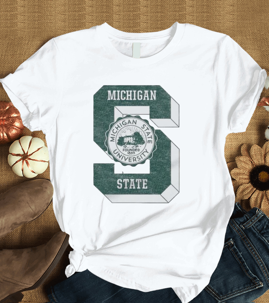 Michigan State University Vintage Seal Large S Emblem T-Shirt