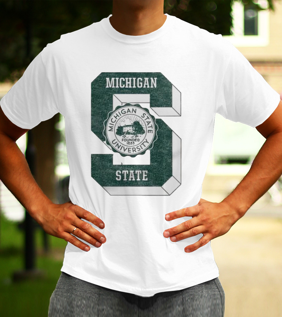 Michigan State University Vintage Seal Large S Emblem T-Shirt