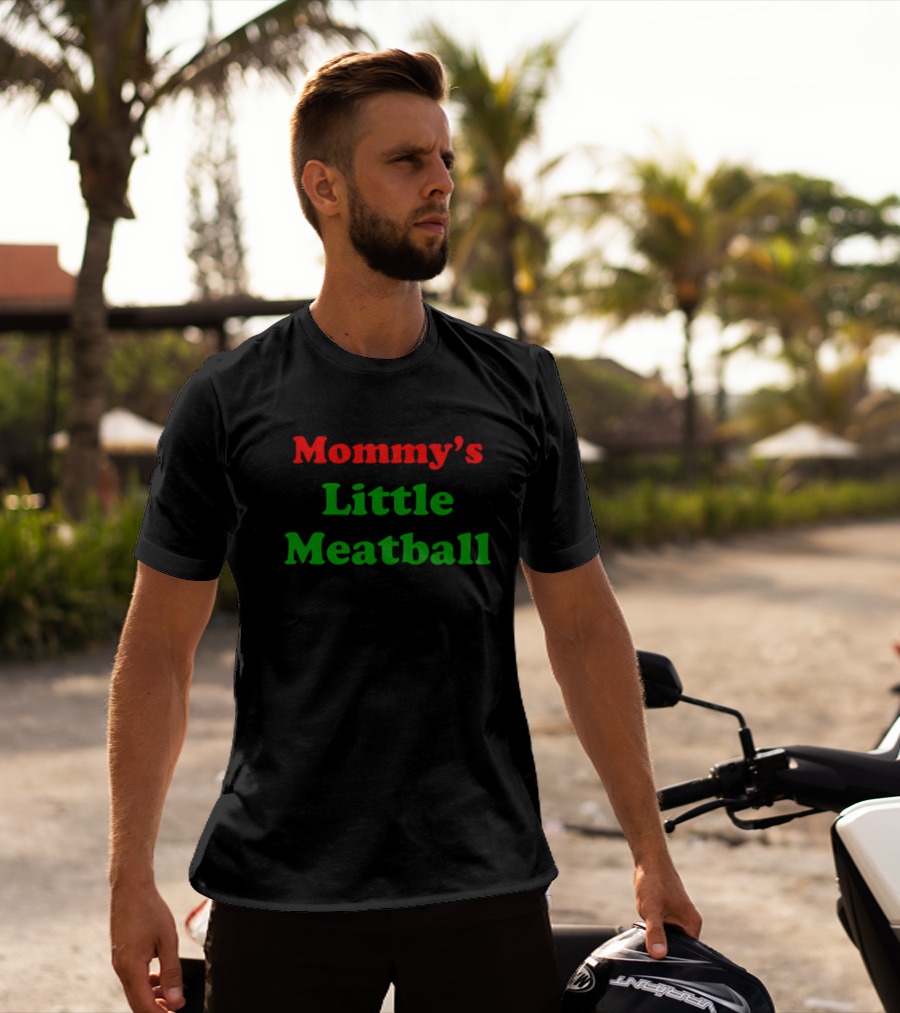 Mommy's Little Meatball Text Red And Green T-Shirt