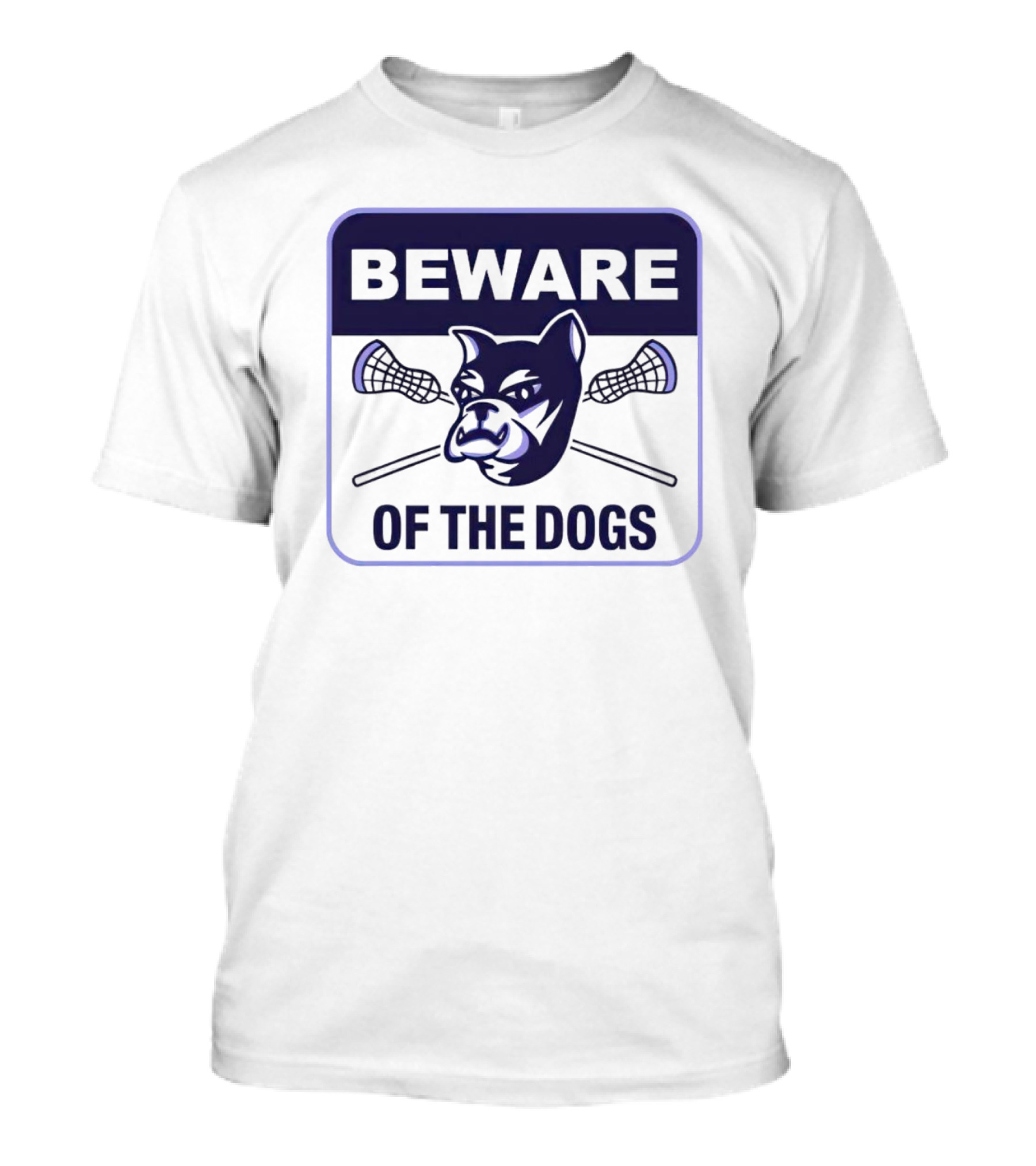 Waterdogs Lacrosse Club Beware Of The Dogs Iconic Logo With Lacrosse Sticks T-Shirt