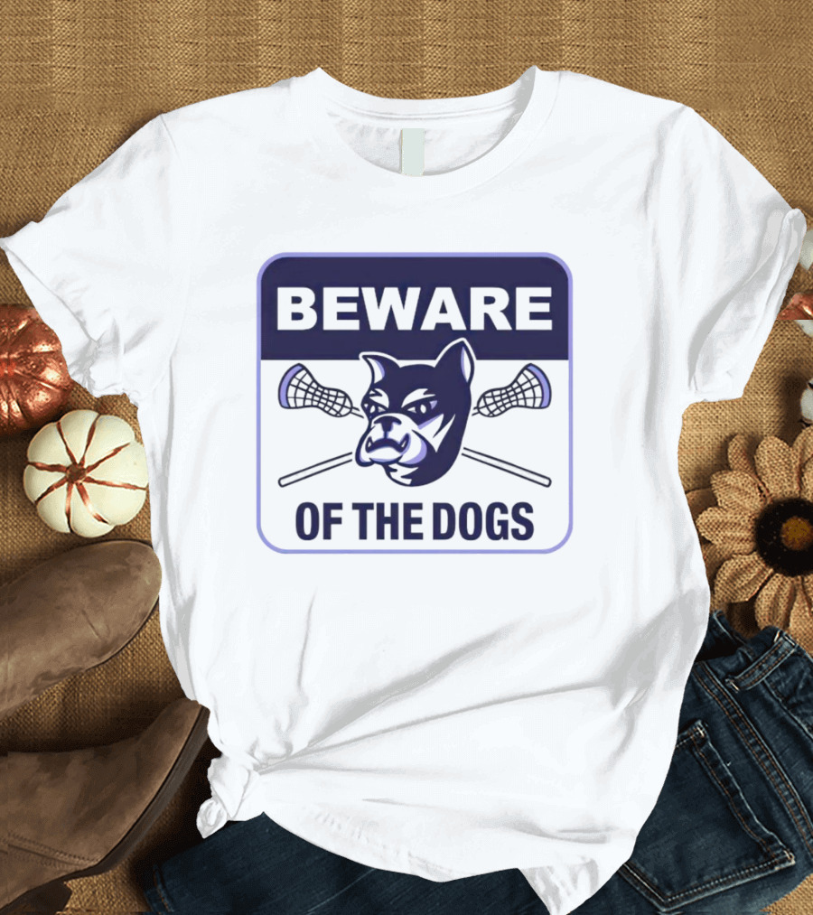Waterdogs Lacrosse Club Beware Of The Dogs Iconic Logo With Lacrosse Sticks T-Shirt