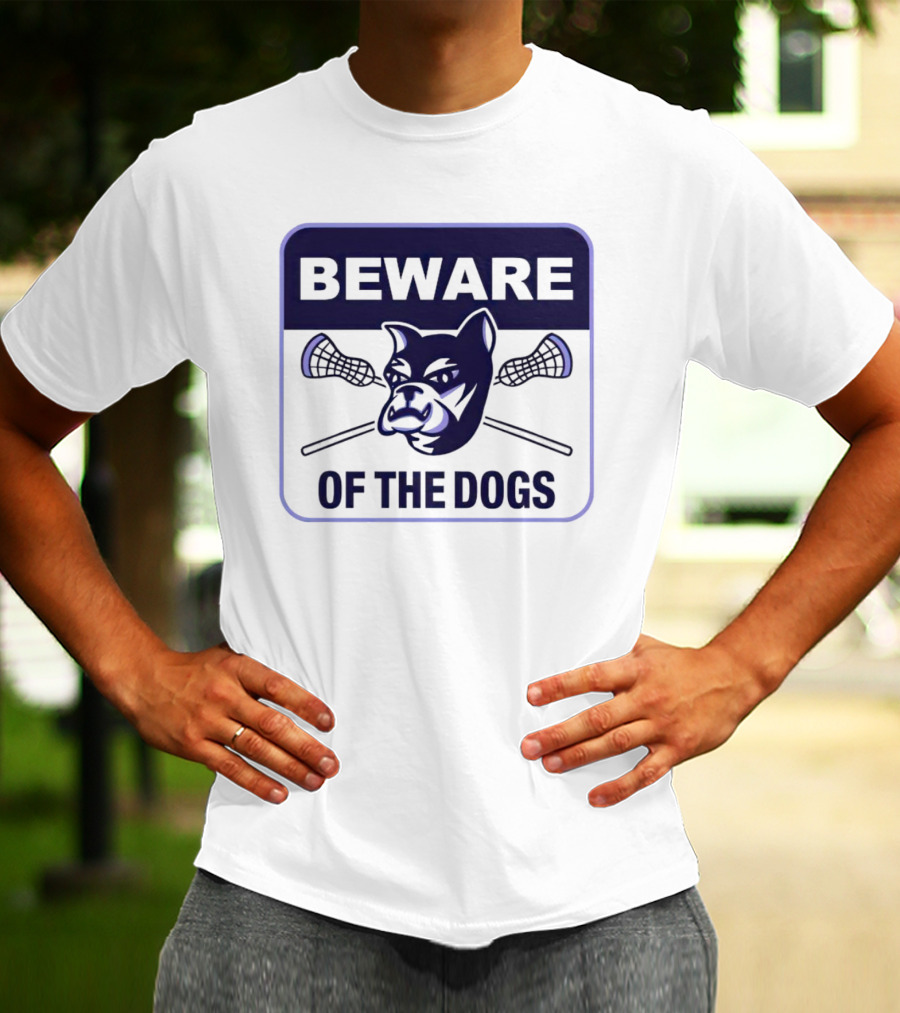 Waterdogs Lacrosse Club Beware Of The Dogs Iconic Logo With Lacrosse Sticks T-Shirt