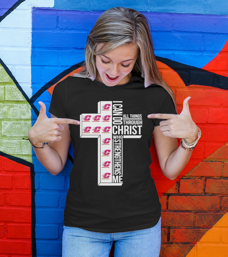 Central Michigan Chippewas I Can Do All Things Through Christ Who Strengthens Me Cross T-Shirt
