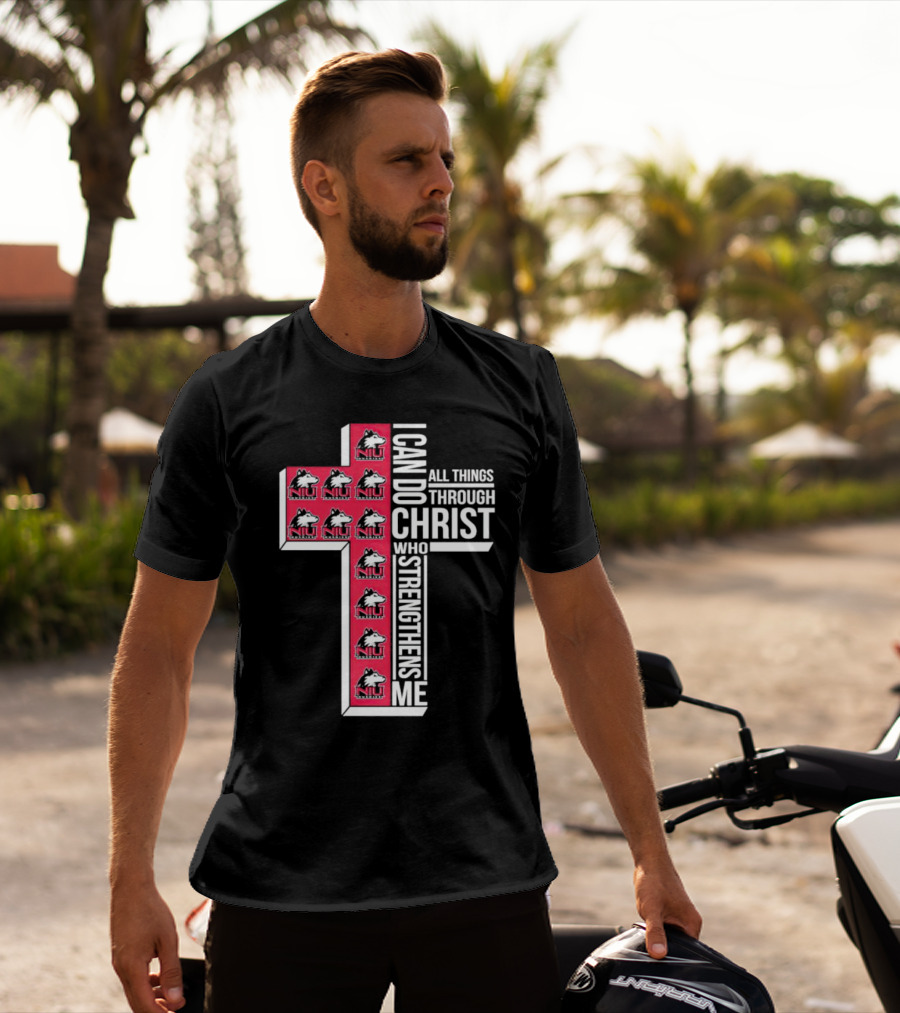 NIU Huskies I Can Do All Things Through Christ Who Strengthens Me Cross T-Shirt