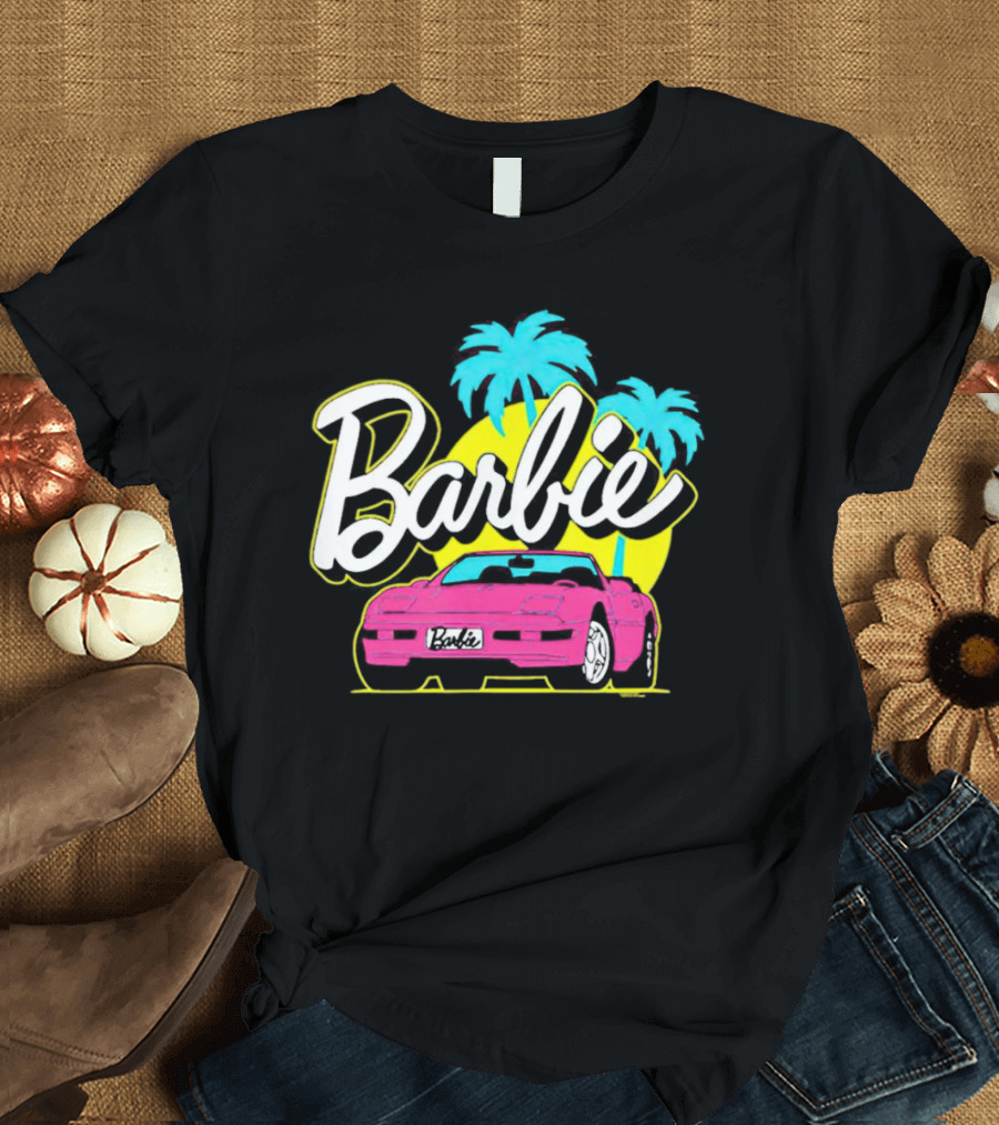 Barbie Malibu Pink Car And Palm Trees T-Shirt