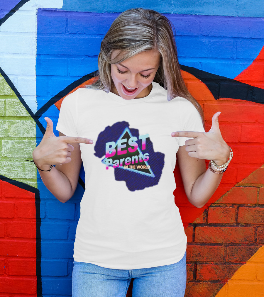 BEST Parents IN THE WORLD Retro Neon Triangle T-Shirt