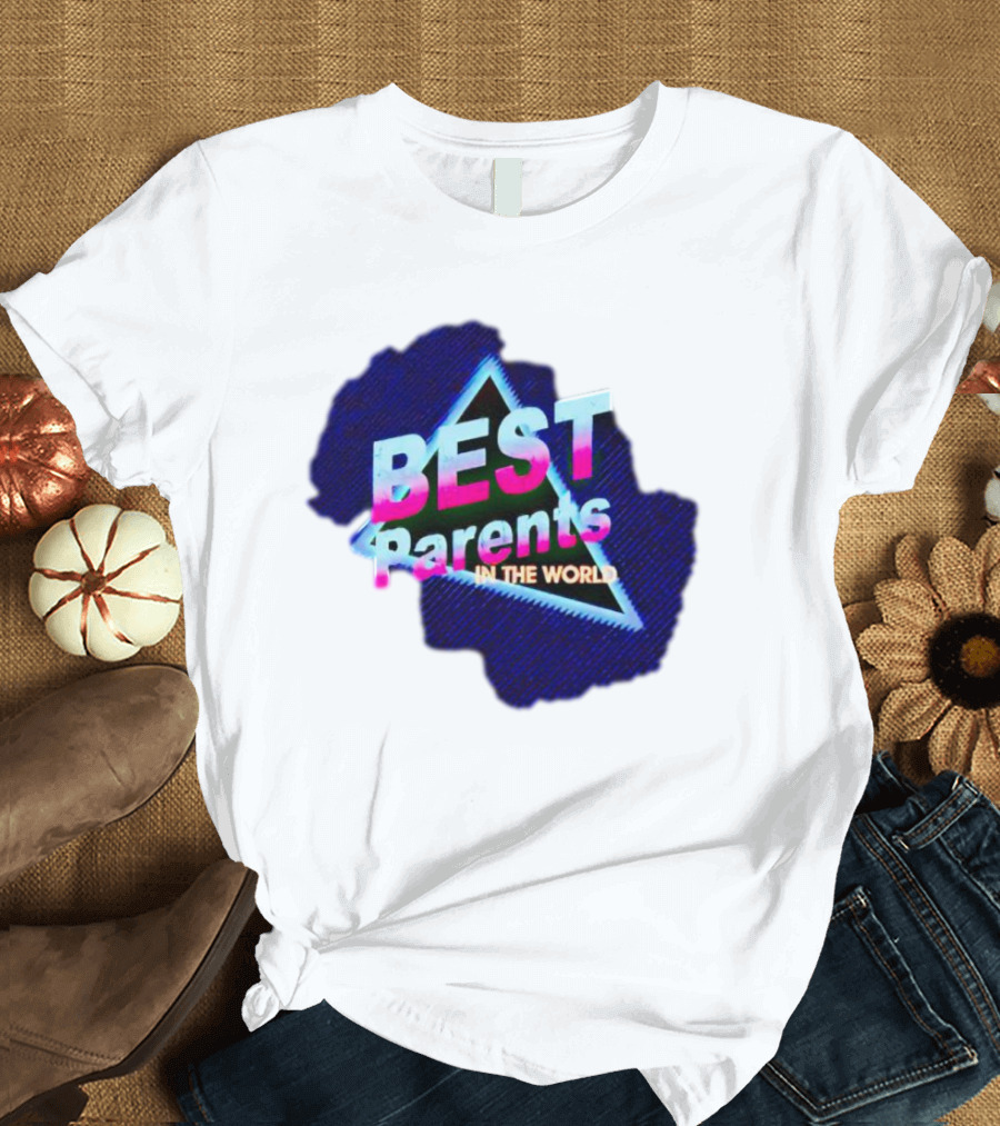 BEST Parents IN THE WORLD Retro Neon Triangle T-Shirt