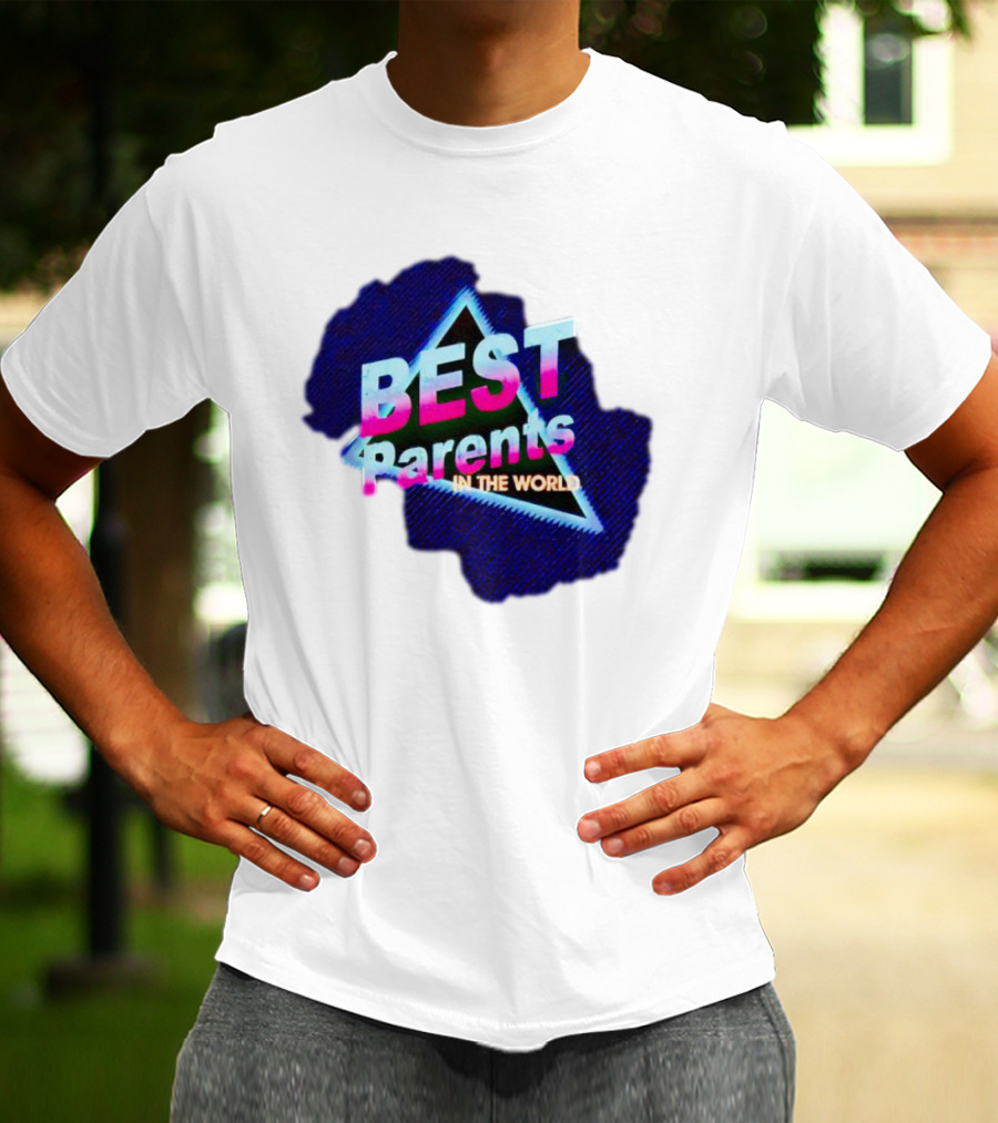 BEST Parents IN THE WORLD Retro Neon Triangle T-Shirt
