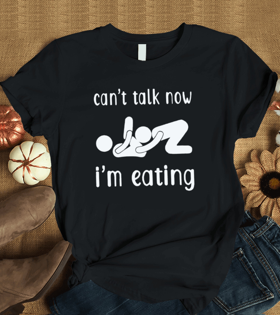 Can’t Talk Now I’m Eating Iconic Stick Figure Humor T-Shirt