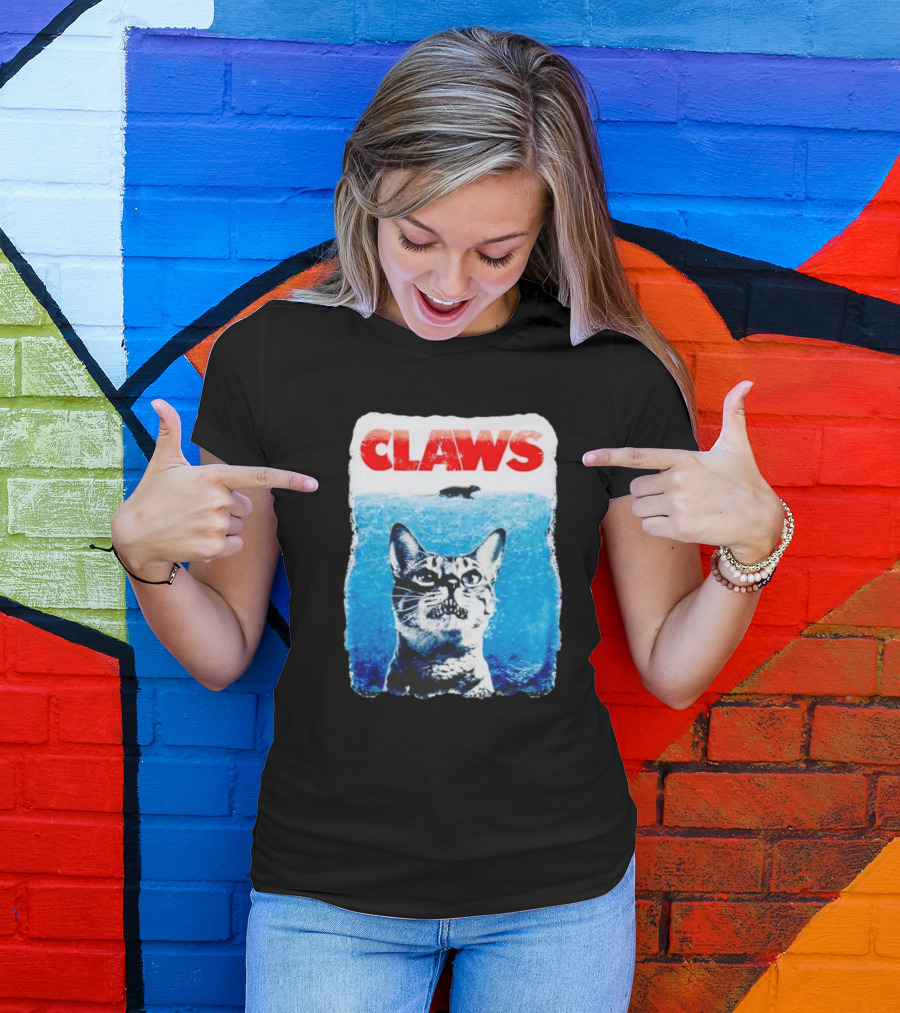 Claws Parody Cat With Fish Underwater T-Shirt