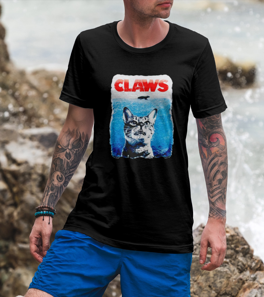 Claws Parody Cat With Fish Underwater T-Shirt