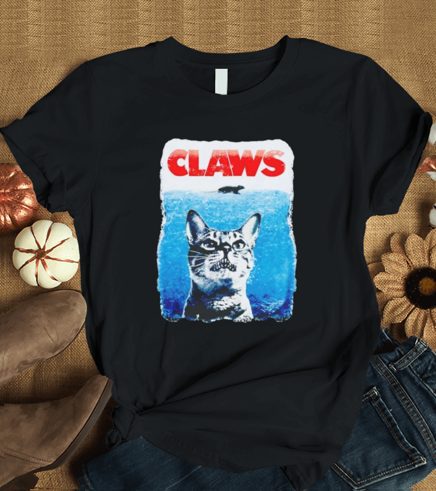 Claws Parody Cat With Fish Underwater T-Shirt