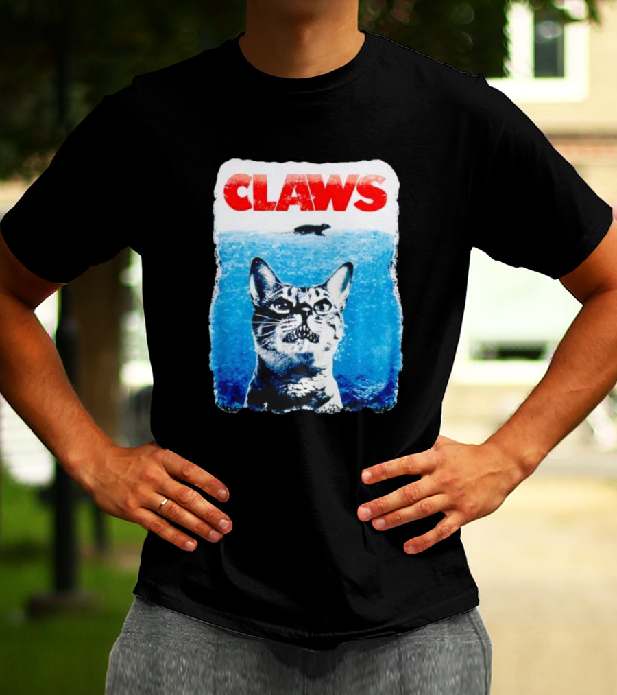 Claws Parody Cat With Fish Underwater T-Shirt