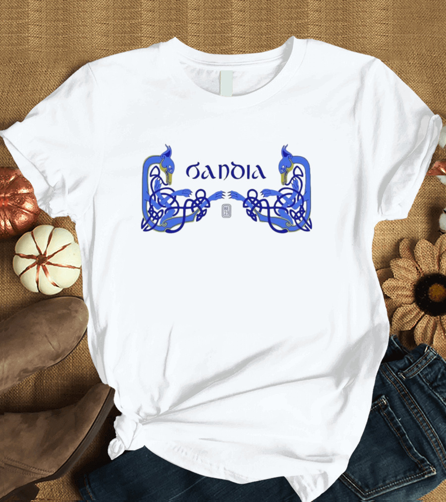 Oandia Celtic Symbolic Blue Canine Myth Figures T-Shirt