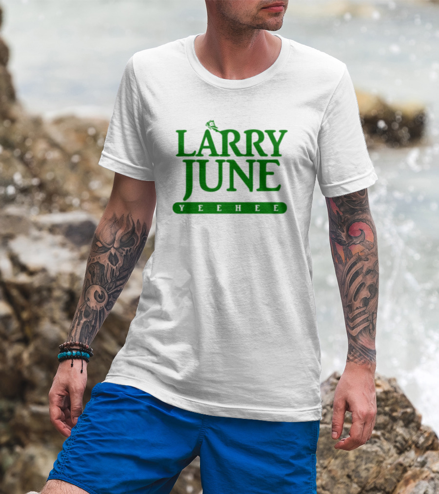 Larry June Yeehee Green Text T-Shirt