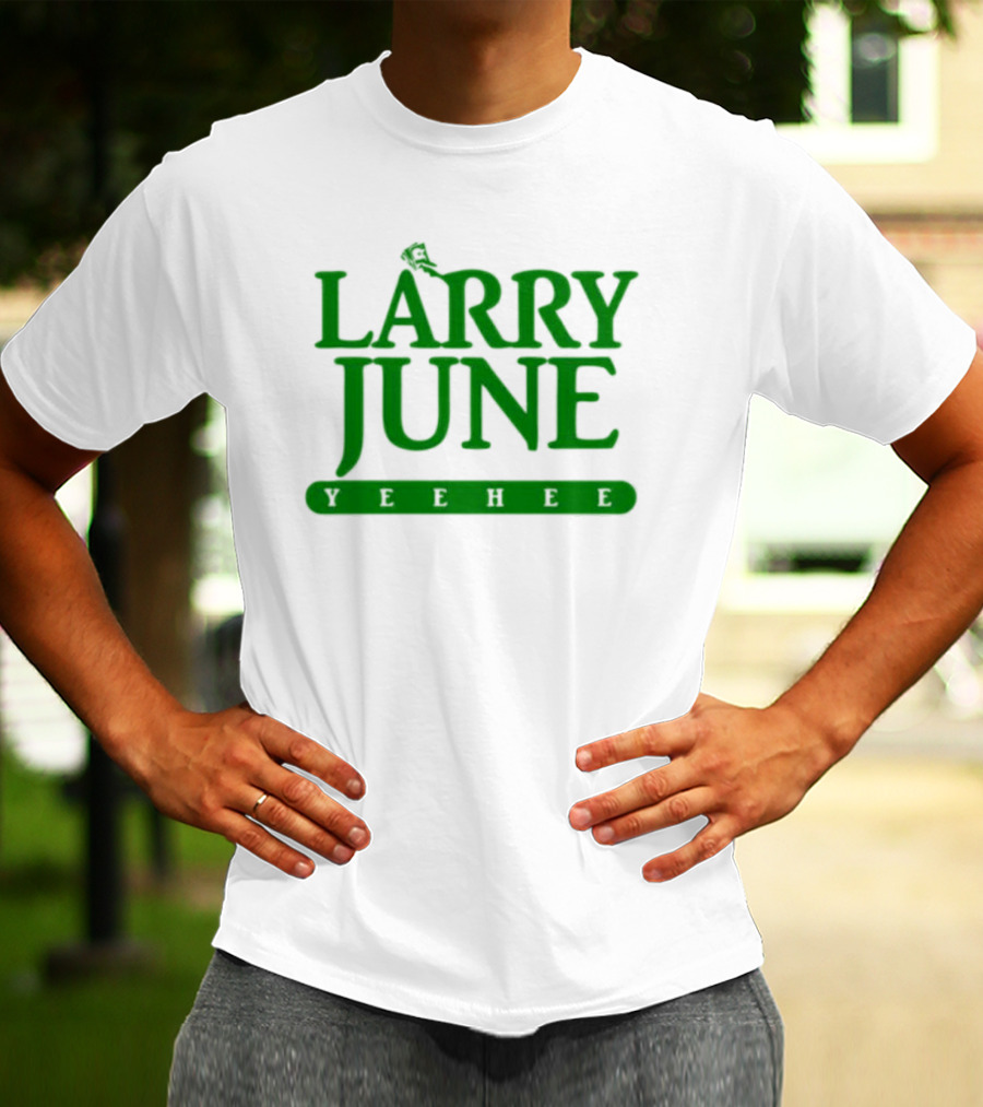 Larry June Yeehee Green Text T-Shirt