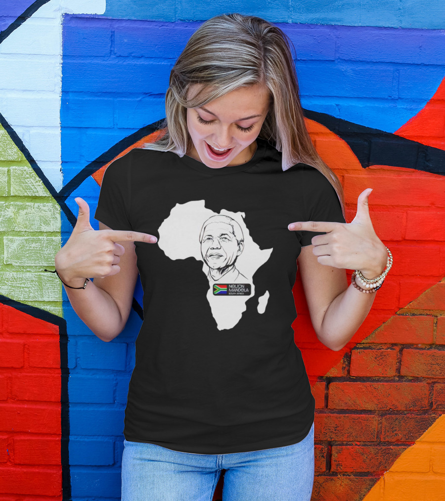 Nelson Mandela South Africa Flag Map T-Shirt