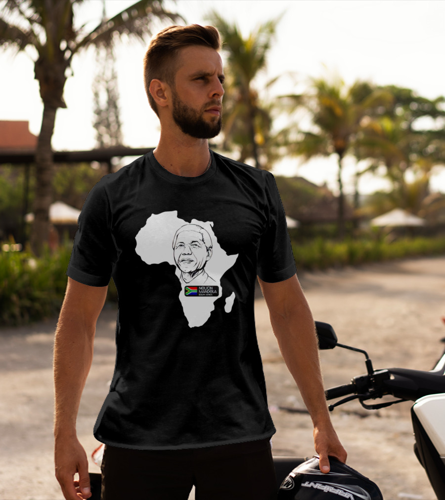 Nelson Mandela South Africa Flag Map T-Shirt