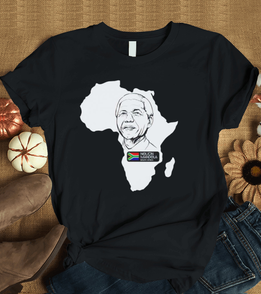 Nelson Mandela South Africa Flag Map T-Shirt