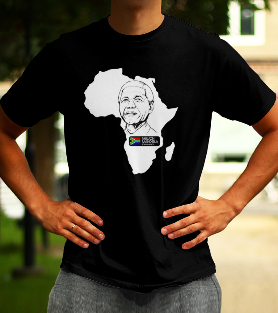 Nelson Mandela South Africa Flag Map T-Shirt
