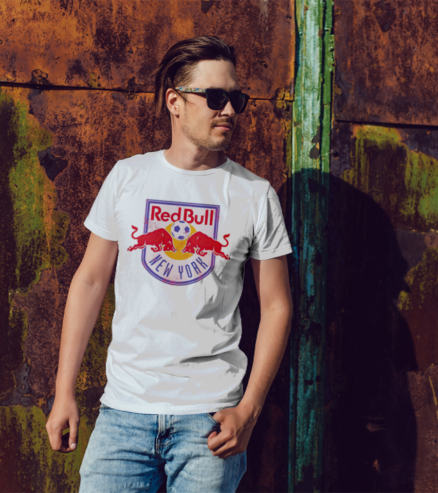 New York Red Bull Soccer Badge With Charging Bulls And Soccer Ball T-Shirt