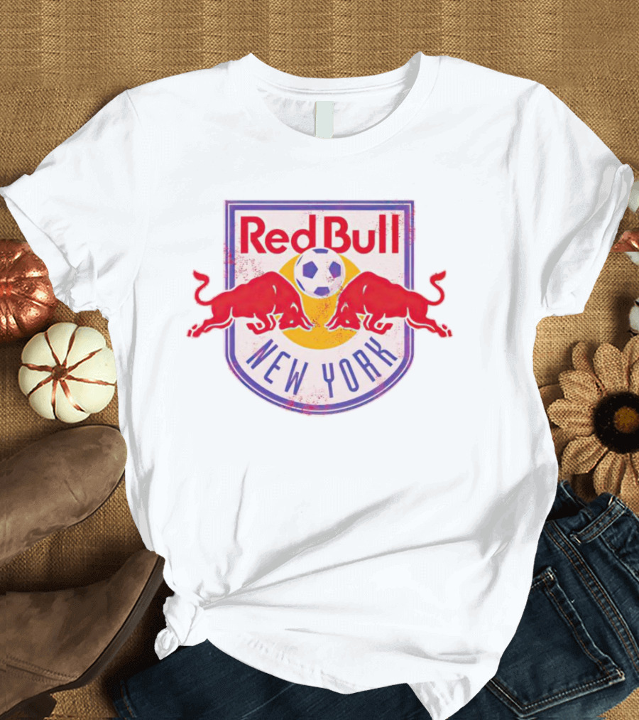 New York Red Bull Soccer Badge With Charging Bulls And Soccer Ball T-Shirt