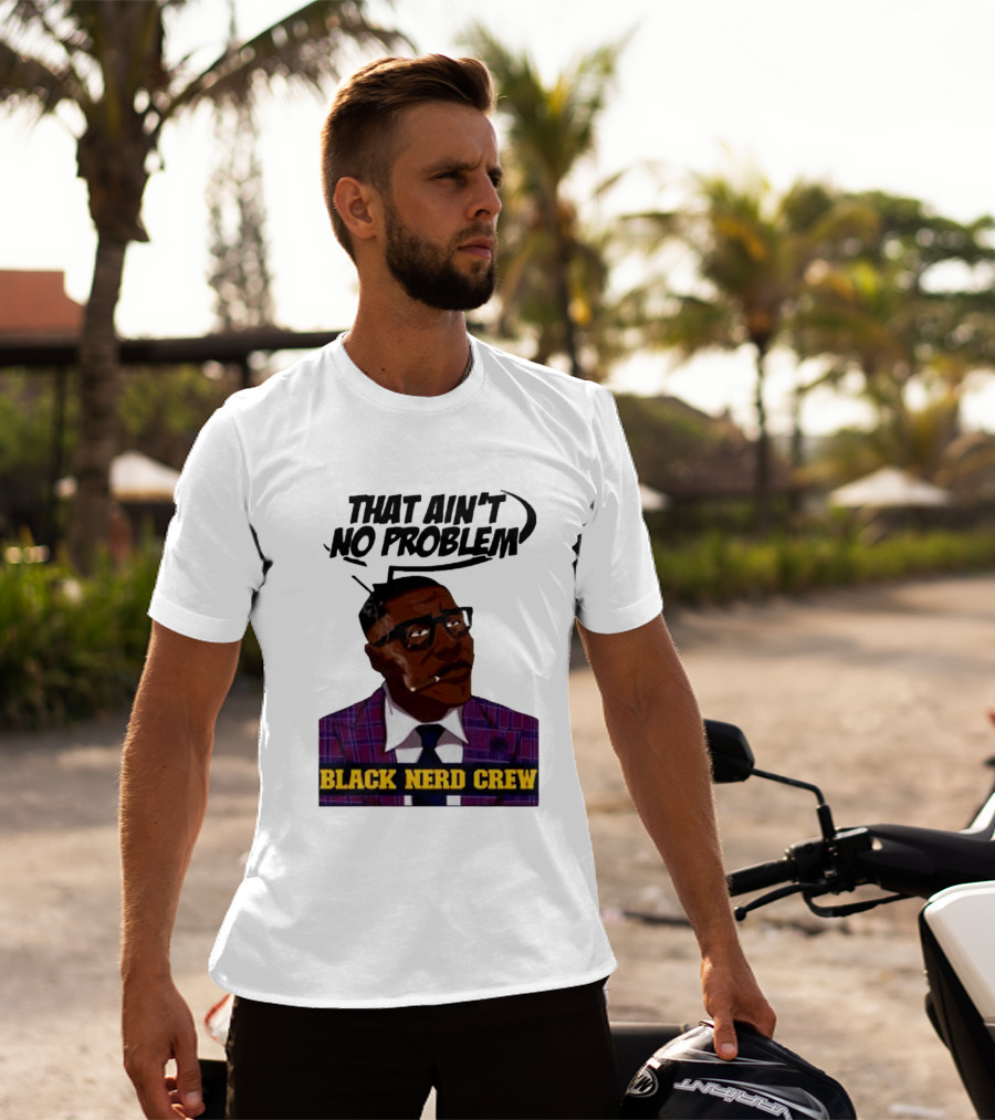 Shannon Sharpe That Ain't No Problem Black Nerd Crew T-Shirt