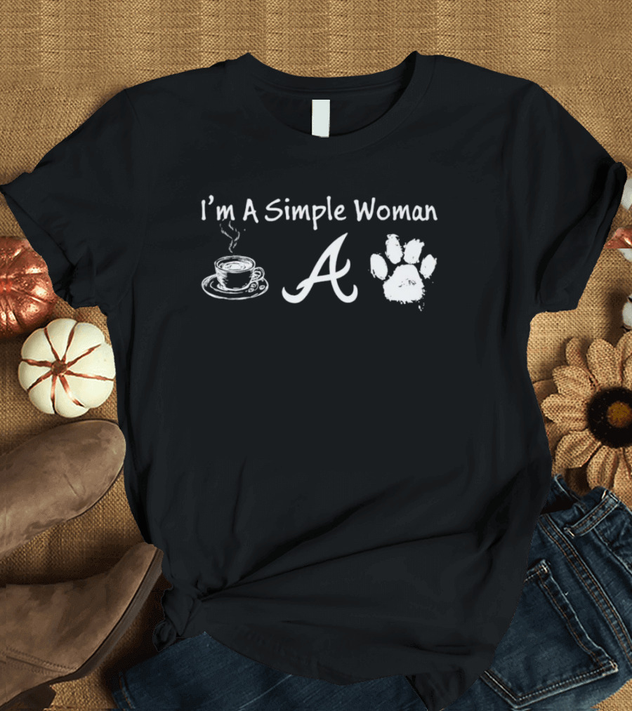 Simple Woman Who Loves Coffee Alabama Crimson And Dog Paw T-Shirt