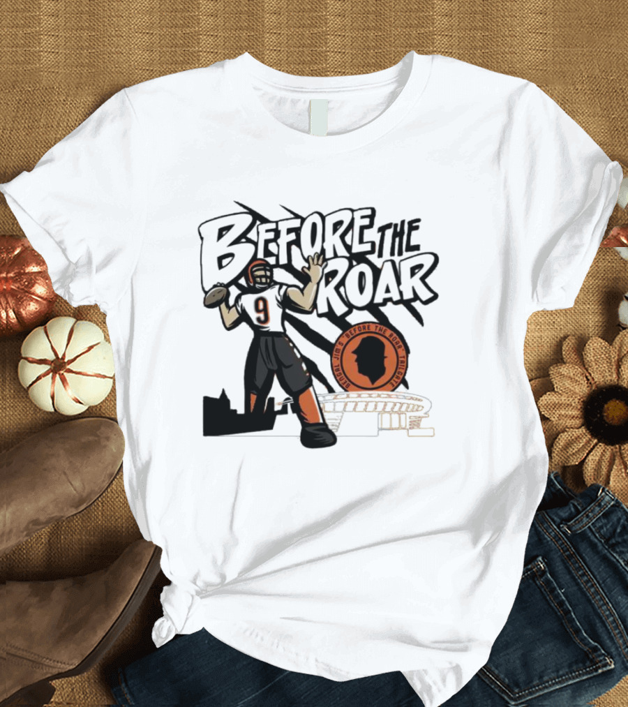 Joe Burrow Before The Roar Football Icon Cincinnati Orange T-Shirt