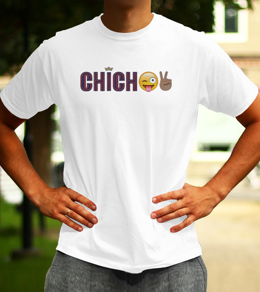 Chicho Crown Emoji Peace Sign Playful Text T-Shirt