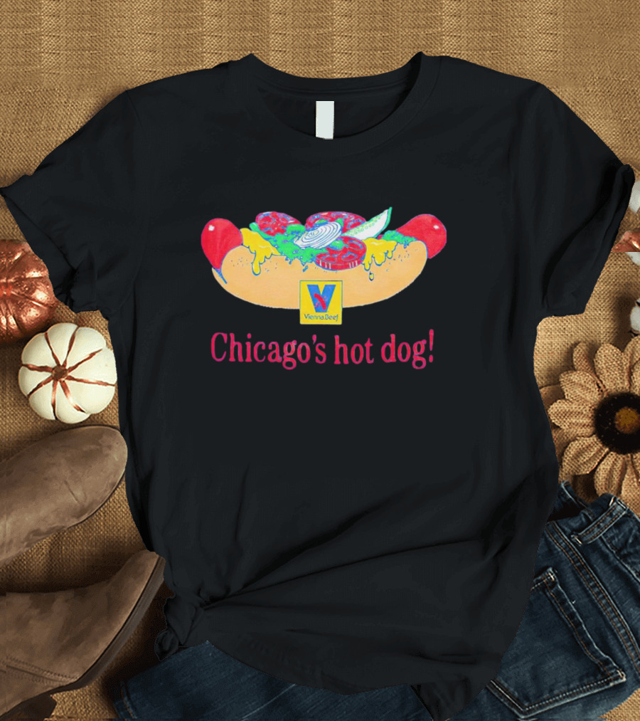 Vienna Beef Chicago's Hot Dog With Iconic Logo And Toppings T-Shirt