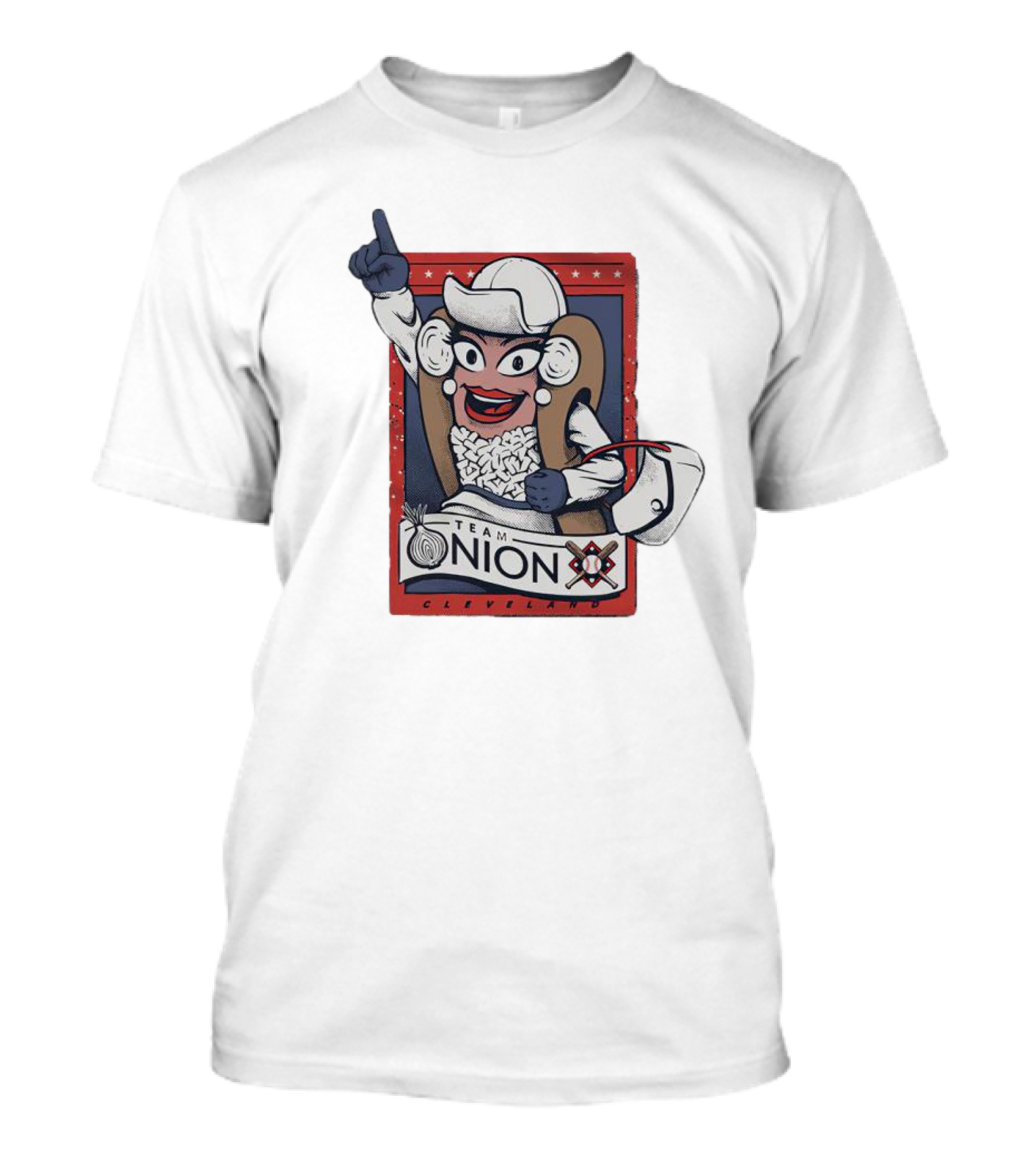 Cleveland Team Onion Hot Dog Character With Stars And Onions T-Shirt