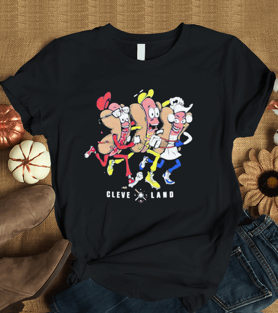 Cleveland Mustard Hot Dog Racing Trio Fun T-Shirt