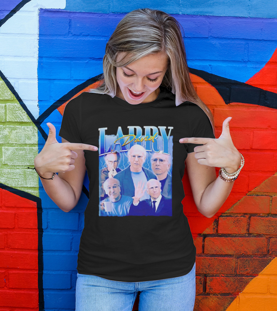 Larry David Collage Blue Lightning T-Shirt