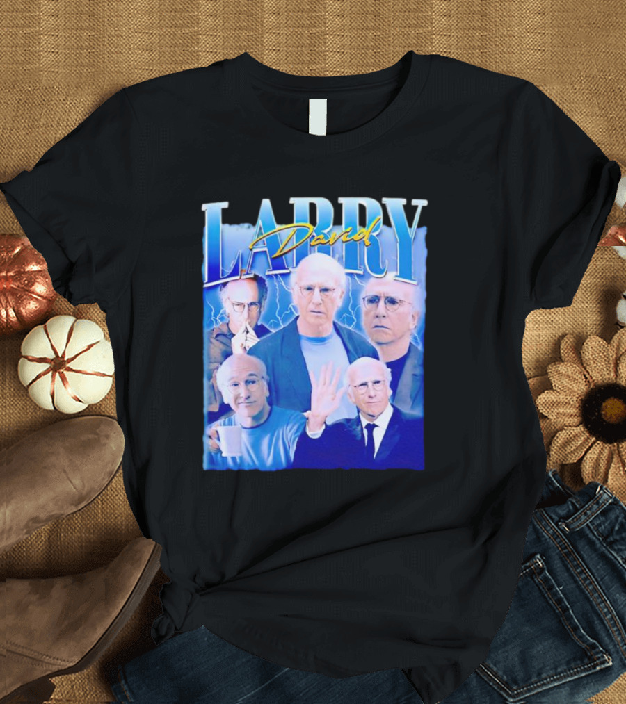 Larry David Collage Blue Lightning T-Shirt
