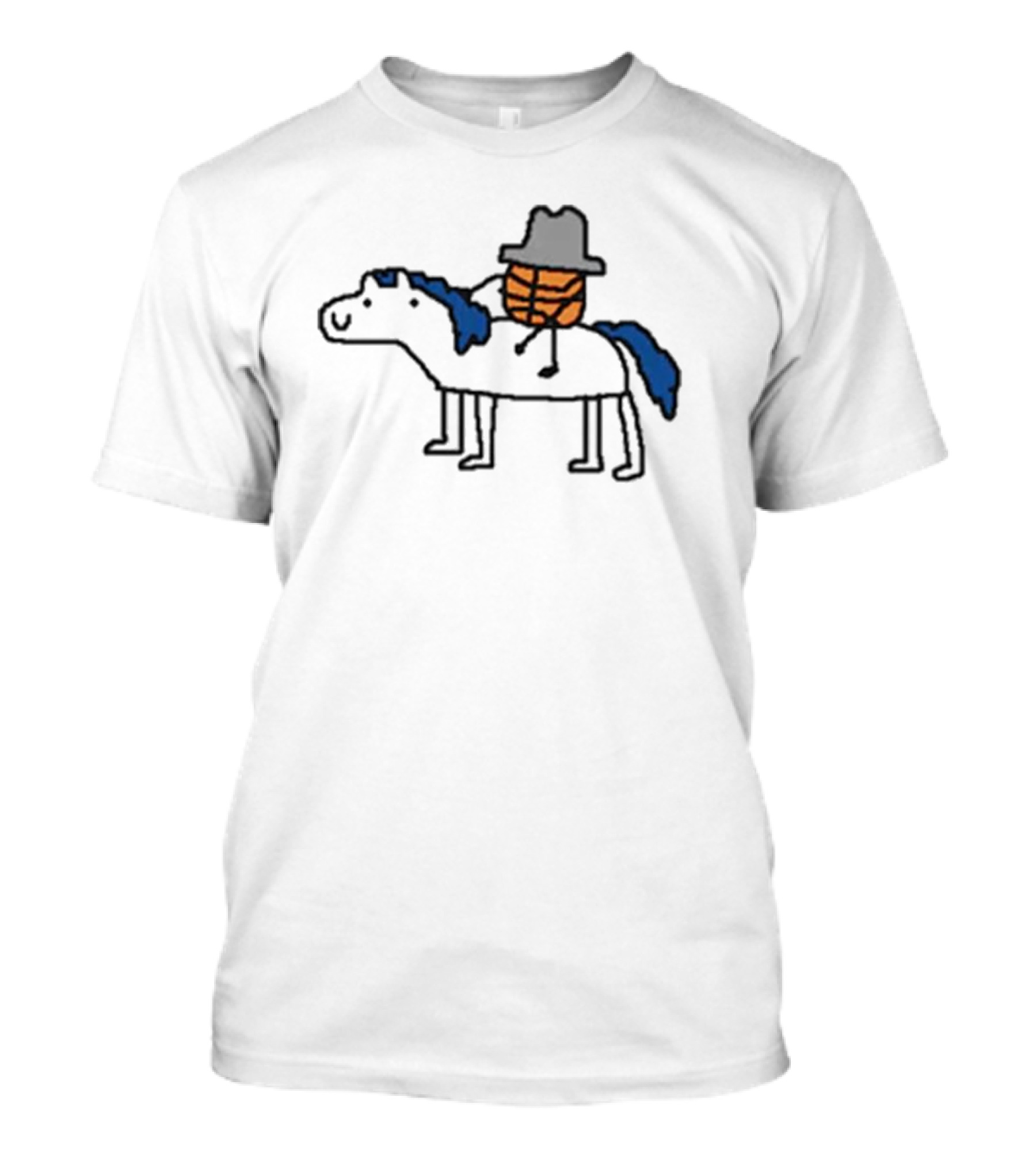 Mavs Cowboy Basketball Riding Blue-Mane Horse T-Shirt