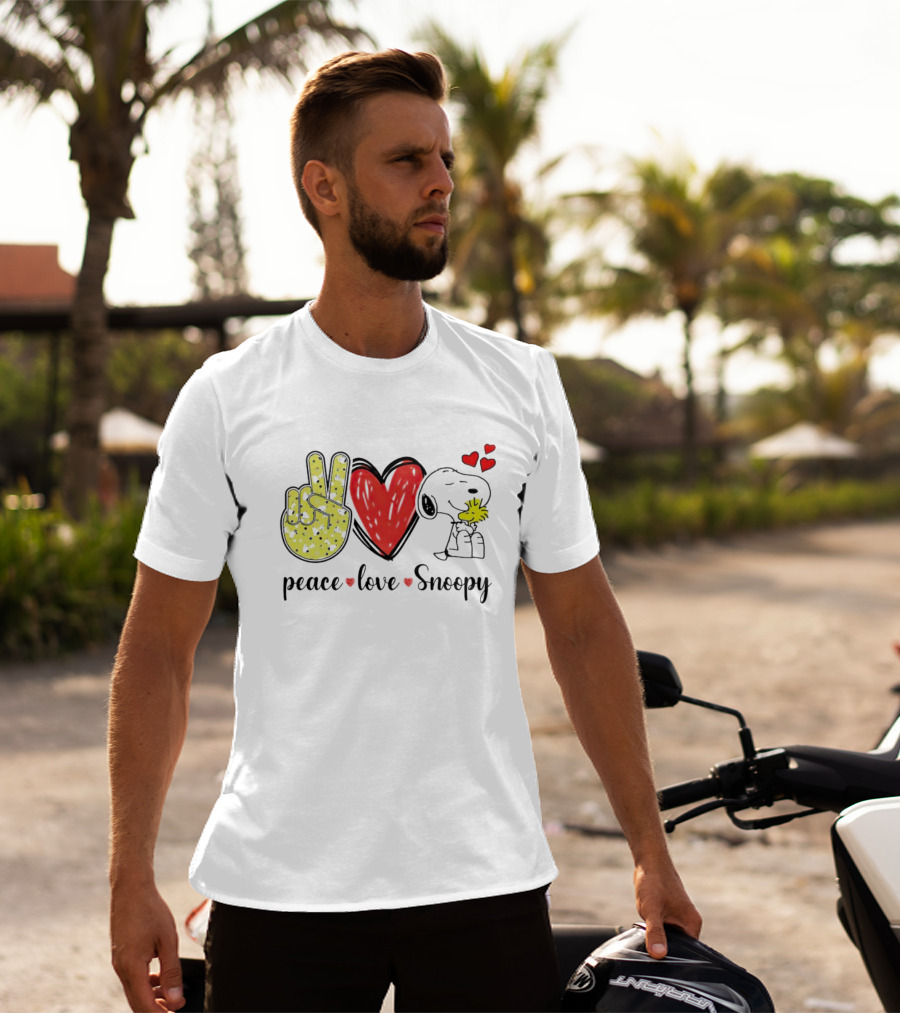 Peace Love Snoopy Hug Woodstock T-Shirt