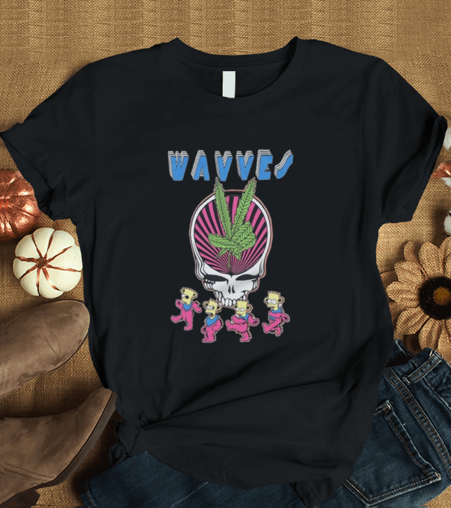 Wavves Psychedelic Skull With Dancing Bart Figures T-Shirt