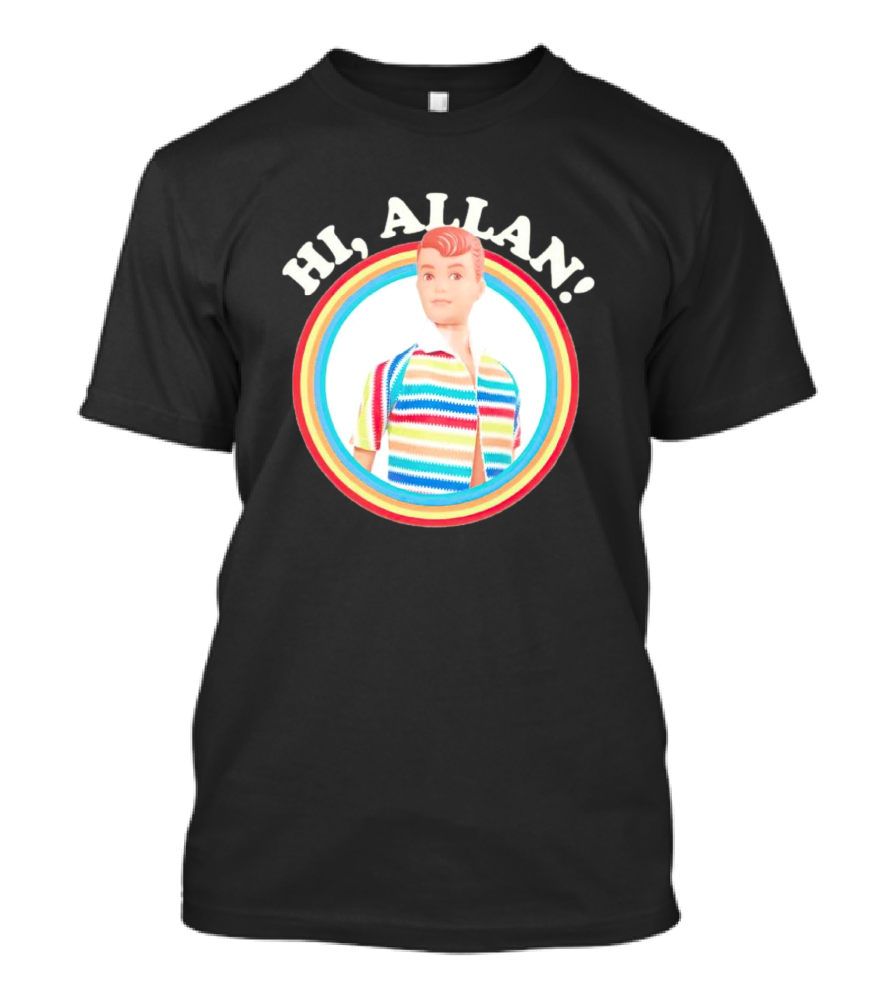 Hi Allan Barbie Rainbow Striped Shirt Colorful T-Shirt
