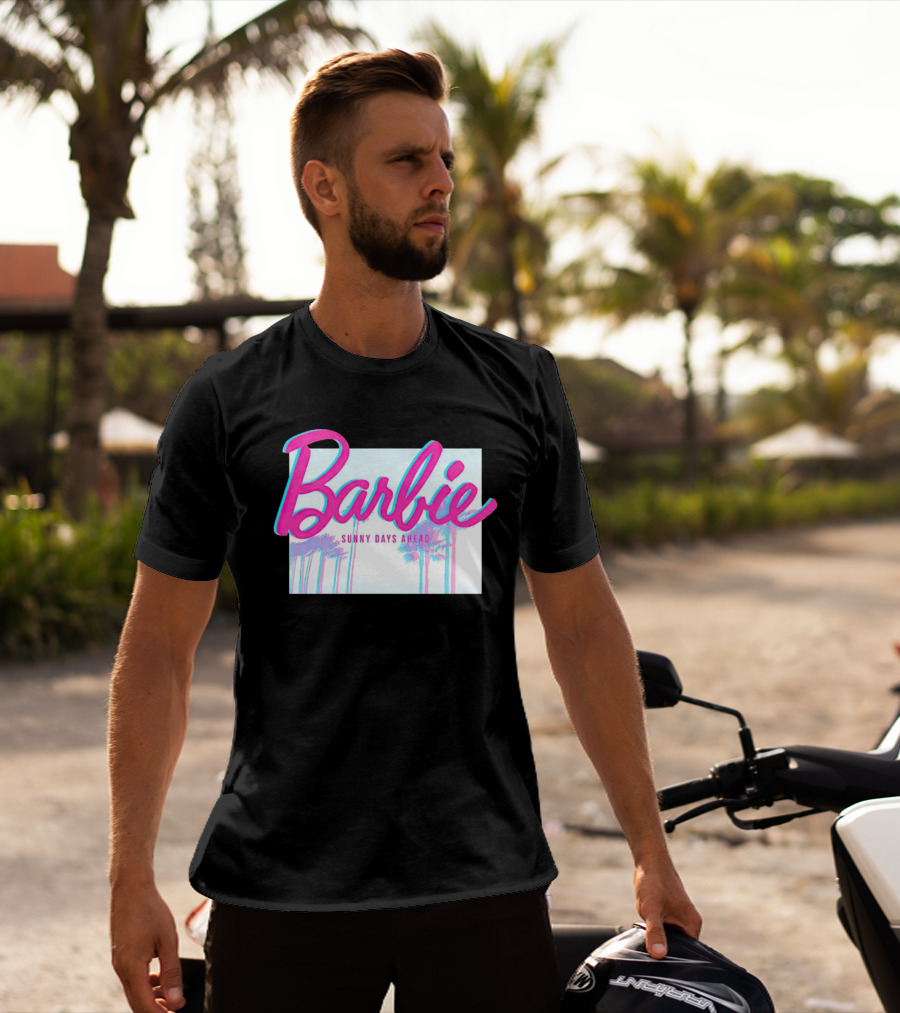 Barbie Sunny Days Ahead Palm Trees Vibrant 3D Text T-Shirt