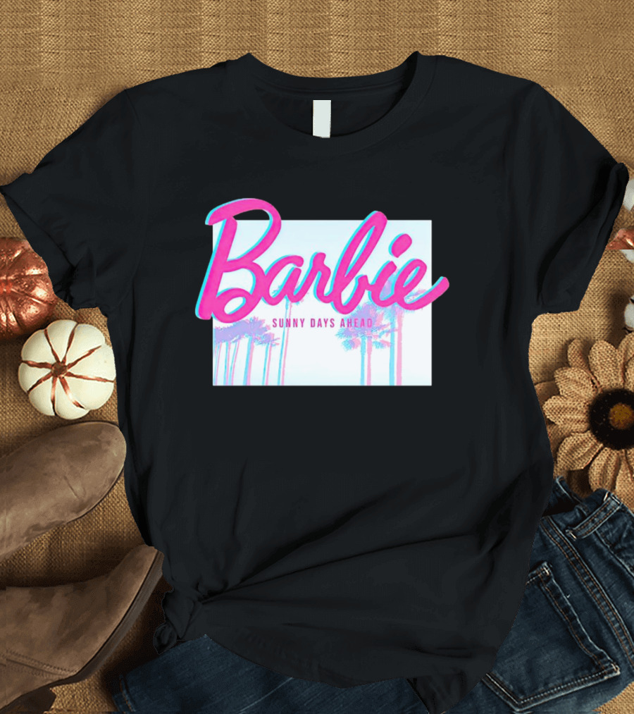 Barbie Sunny Days Ahead Palm Trees Vibrant 3D Text T-Shirt