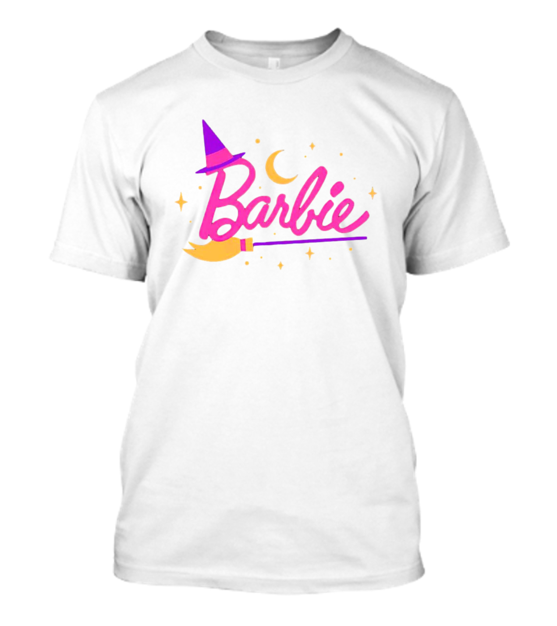 Barbie Witch Broomstick Moon Stars Halloween T-Shirt