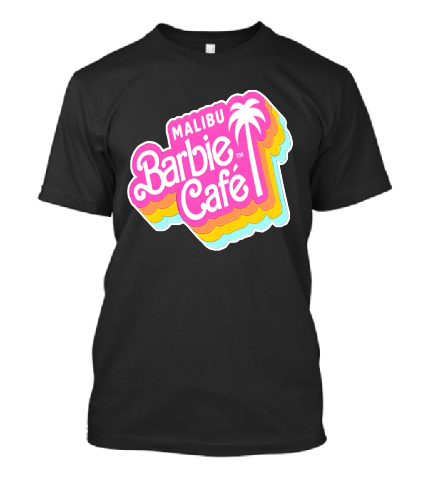 Malibu Barbie Cafe Colorful Retro Logo With Palm Tree T-Shirt