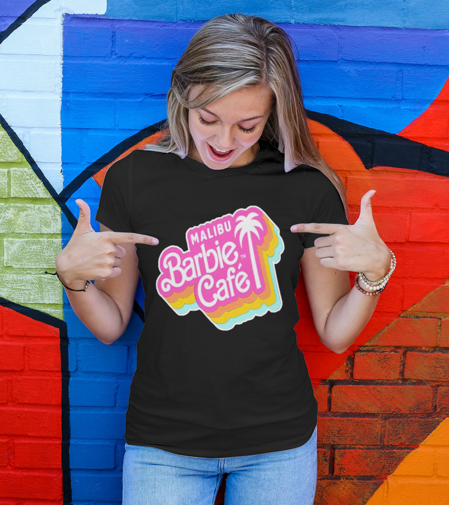 Malibu Barbie Cafe Colorful Retro Logo With Palm Tree T-Shirt