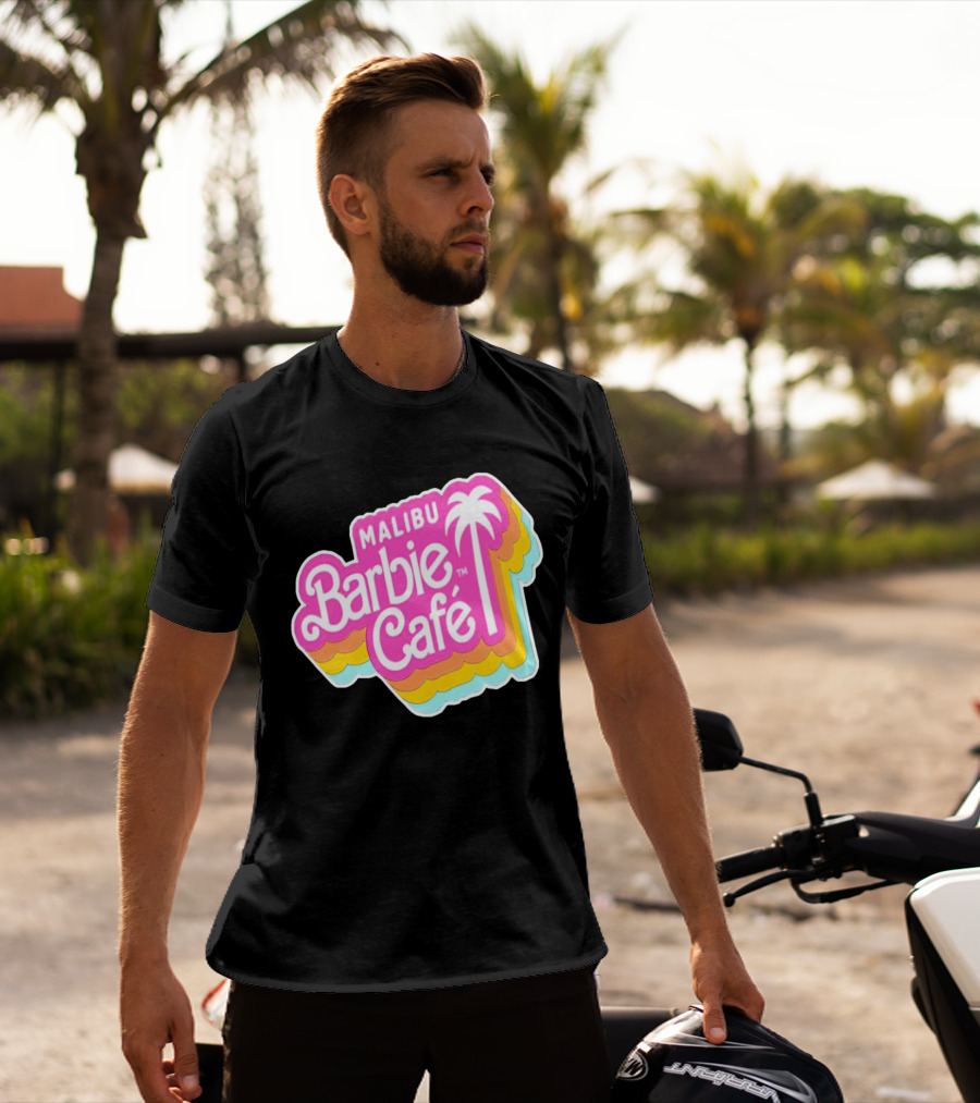 Malibu Barbie Cafe Colorful Retro Logo With Palm Tree T-Shirt
